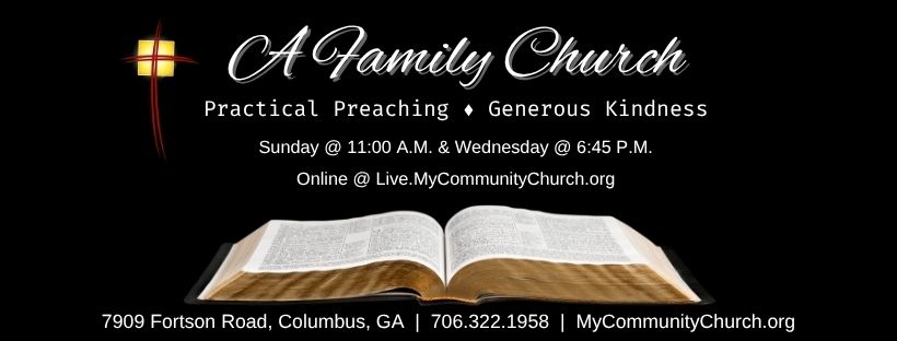 Header Image showing an Open Bible and church information